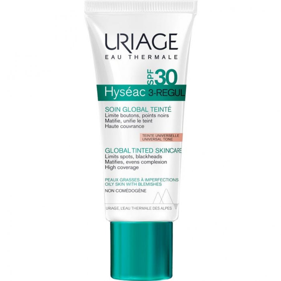 Uriage Hyséac 3-Regul - Crema Colorata Globale SPF30 40ml, Trattamento Idratante e Protettivo per Pelle Impura