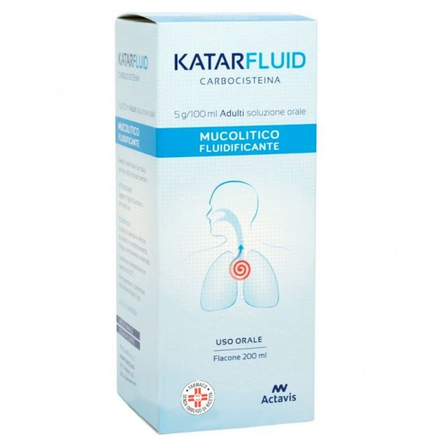 Katarfluid Adulti 200ml - Aurobindo Pharma - Mucolitico Fluidificante per l'Apparato Respiratorio