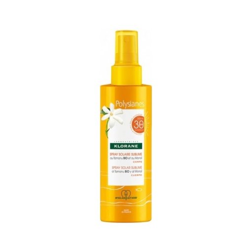 Klorane Spray Solare Sublime Corpo SPF30 200ml - Polysianes Spray Solare Sublime al Tamanu Bio e al Monoï