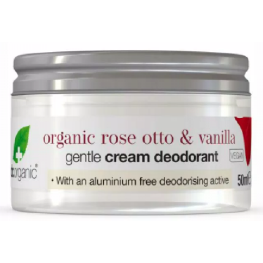 Dr Organic - Deo Crema Rosa 50ml - Lenisce, Purifica e Idrata le Ascelle Sensibili