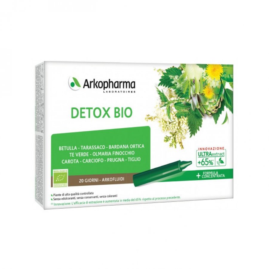 Arkopharma Arkofluidi Detox Bio 20 Fiale - Soluzione Detox Senza Edulcoranti
