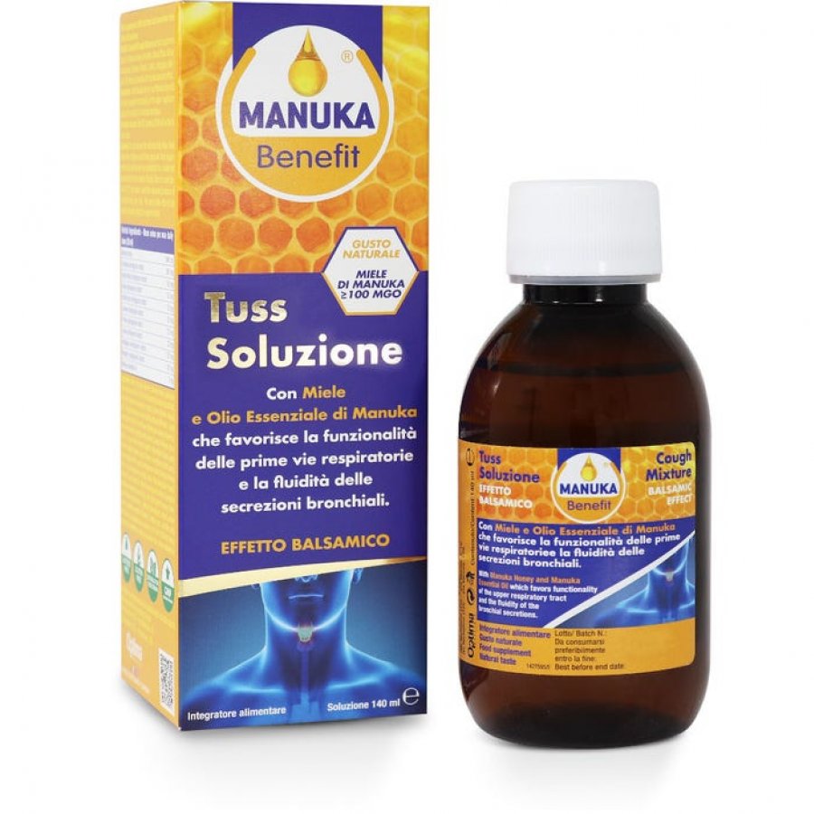Manuka Benefit - Tuss Soluzione 140 ml per Vie Respiratorie e Secrezioni Bronchiali