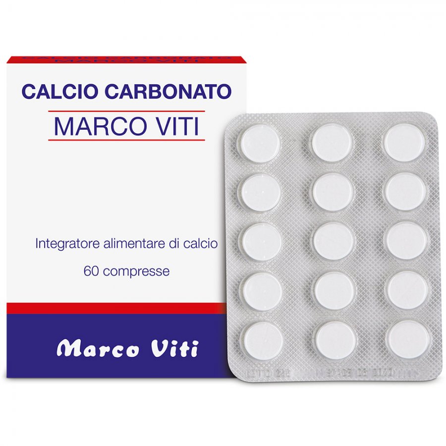 Calcio Carbonato Marco Viti - 60 Compresse - Integratore di Calcio per Ossa Forti e Salute Ossea