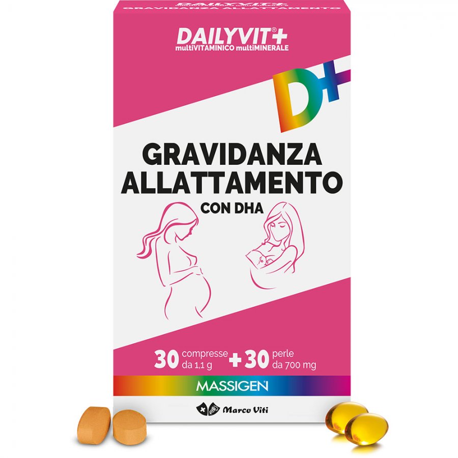 Dailyvit+ Gravidanza Allattamento - Integratore Multivitaminico, 30 Perle + 30 Compresse