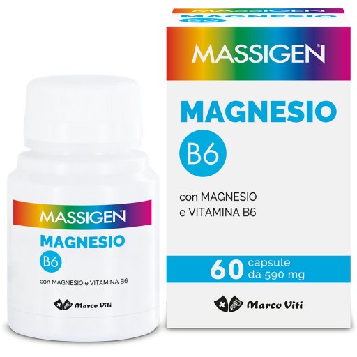 Massigen, Magnesio B6 Integratore Alimentare, 60 Capsule