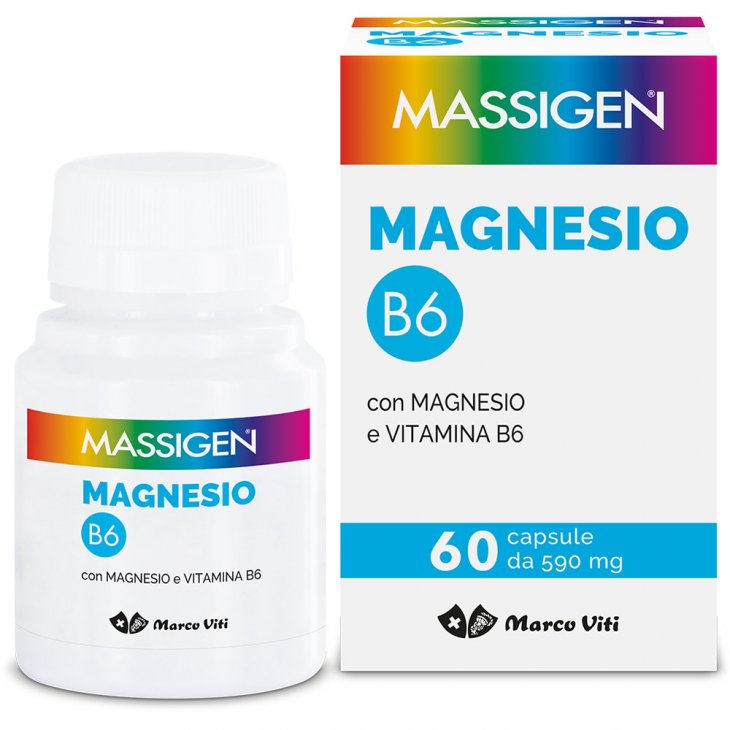 Massigen Magnesio B6 - 60 Capsule - Integratore per il Sistema Nervoso con Vitamina B6