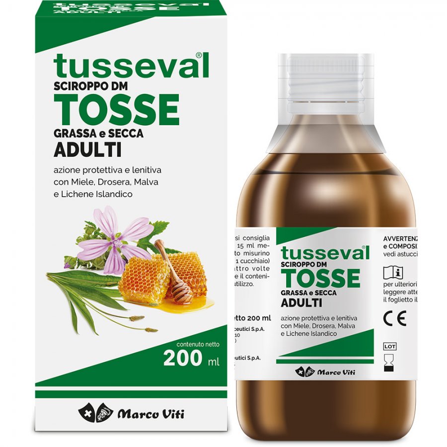 Tusseval Sciroppo Tosse Adulti 200ml - Rimedio Naturale per la Tosse Secca e Grassa