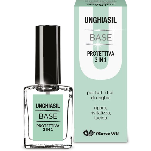Unghiasil - Base Protettiva 3 In 1 Per Tutti I Tipi Di Unghie 10ml - Rinforza, Protegge e Illumina