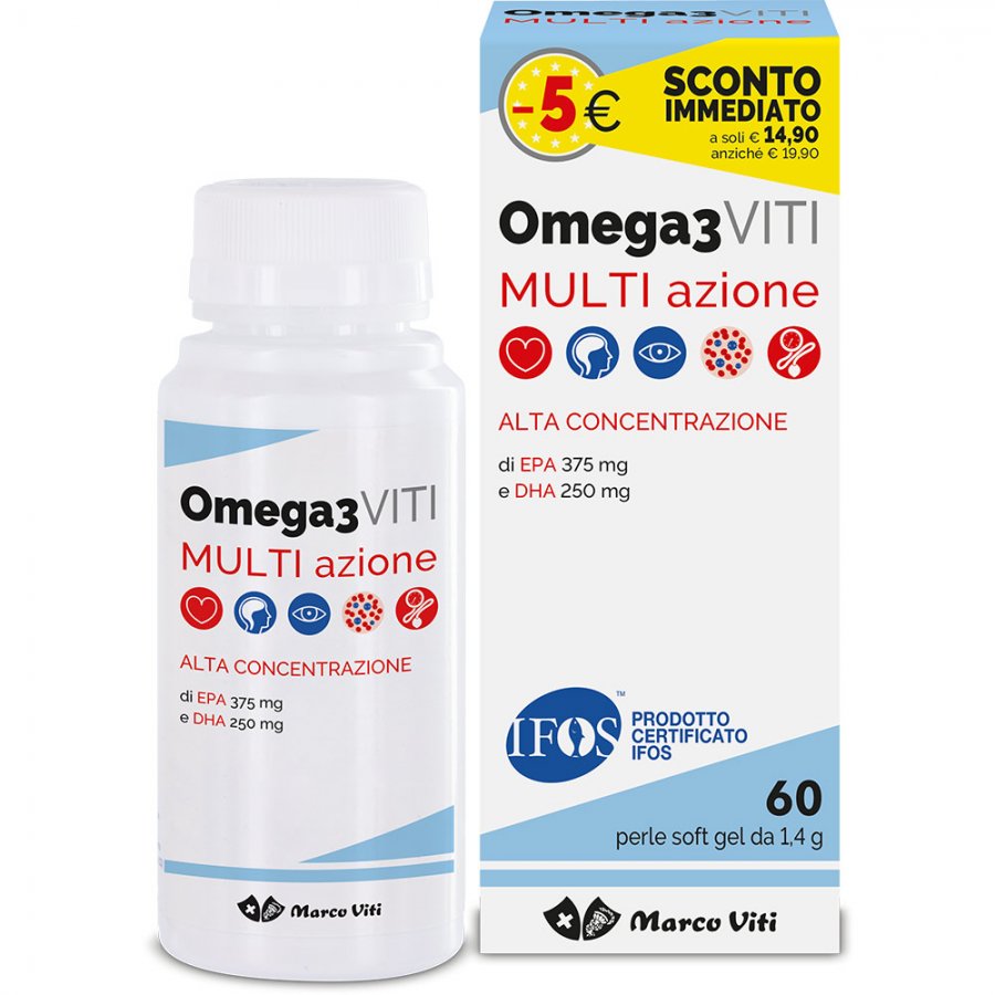 Omega 3 Viti Multi Azione 60 Perle Promo - Integratore di Omega 3 con Multi Benefici