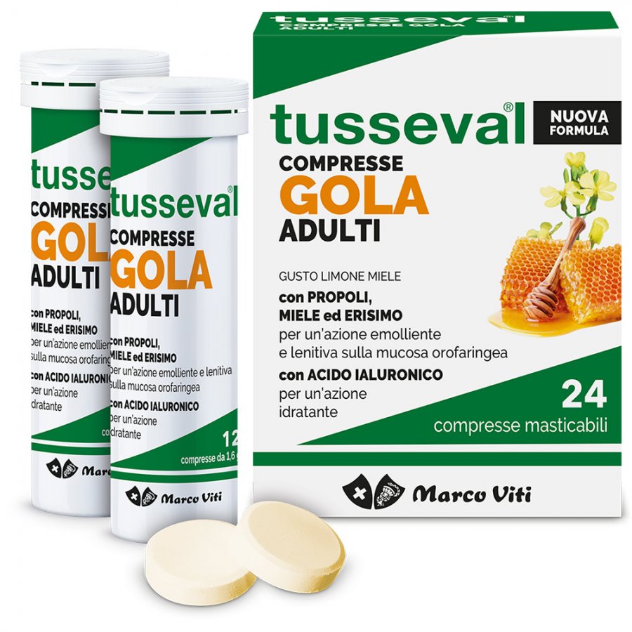 Tusseval Gola Adulti 24 Compresse - Integratore per il Benessere della Gola