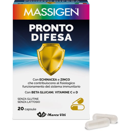 Massigen Pronto Difesa Integratore Alimentare con Echinacea e Zinco 20 Capsule