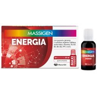 Massigen Energia 10 Flaconcini da 25ml - Integratore Tonico Energetico con Estratti Vegetali, Vitamine e Antiossidanti