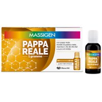 Massigen Pappa Reale 10 Flaconcini da 25ml - Integratore Tonico con Miele e Pappa Reale, Gusto Frutti di Bosco