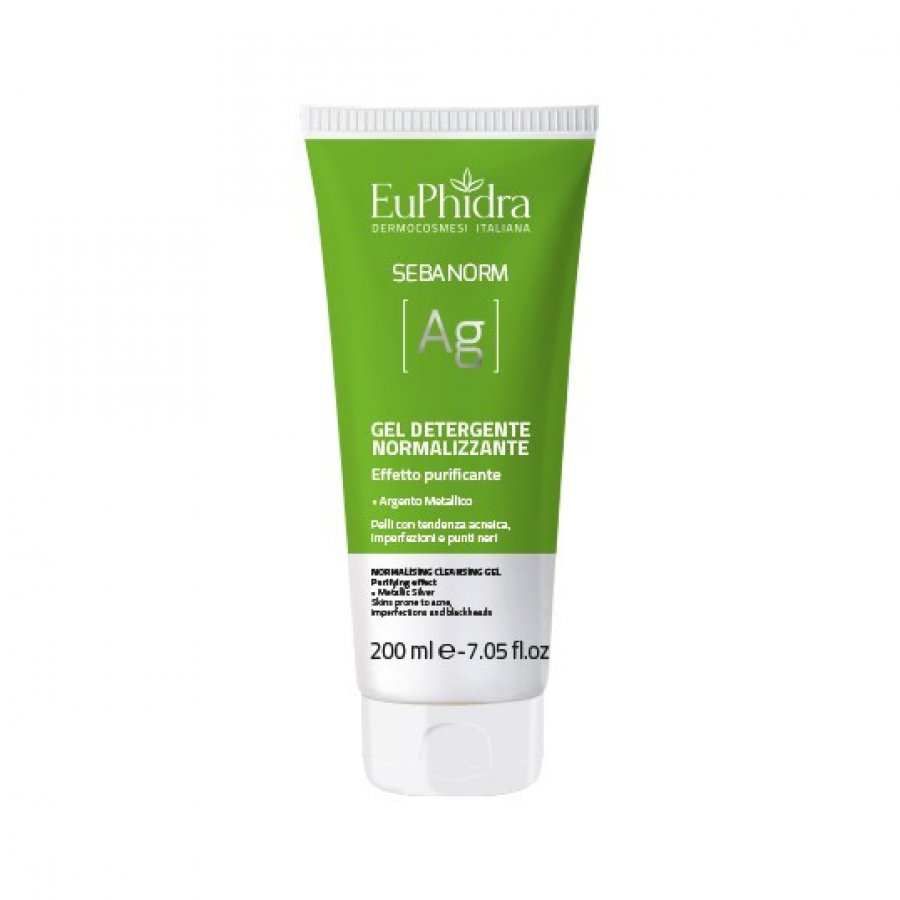 Euphidra Sebanorm Ag Gel Detergente 200ml - Gel Detergente Normalizzante per Pelli con Tendenza Acneica