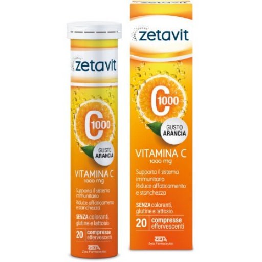 Zetavit C1000, 20 Compresse Effervescenti, Integratore di Vitamina C ad Azione Rapida