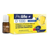 Prolife D 1000 Zero Zuccheri - 10 Flaconcini da 8ml Gusto Lampone - Integratore di Vitamina D3