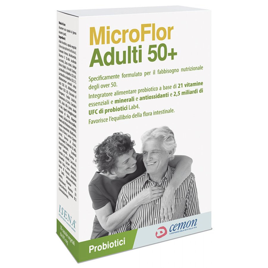 Microflor Adulti 50+ 30 Capsule - Equilibrio della Flora Intestinale