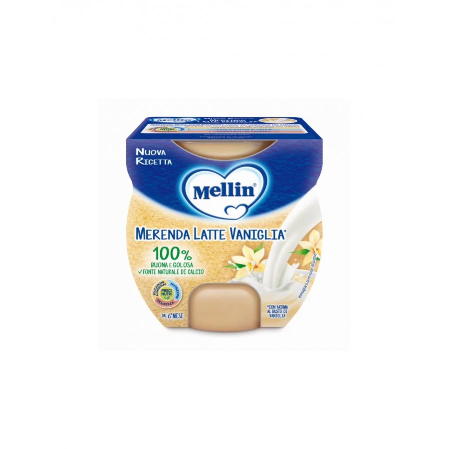 Mellin Merenda Latte e Vaniglia 2x100g - Alimento per Bambini 6 Mesi+