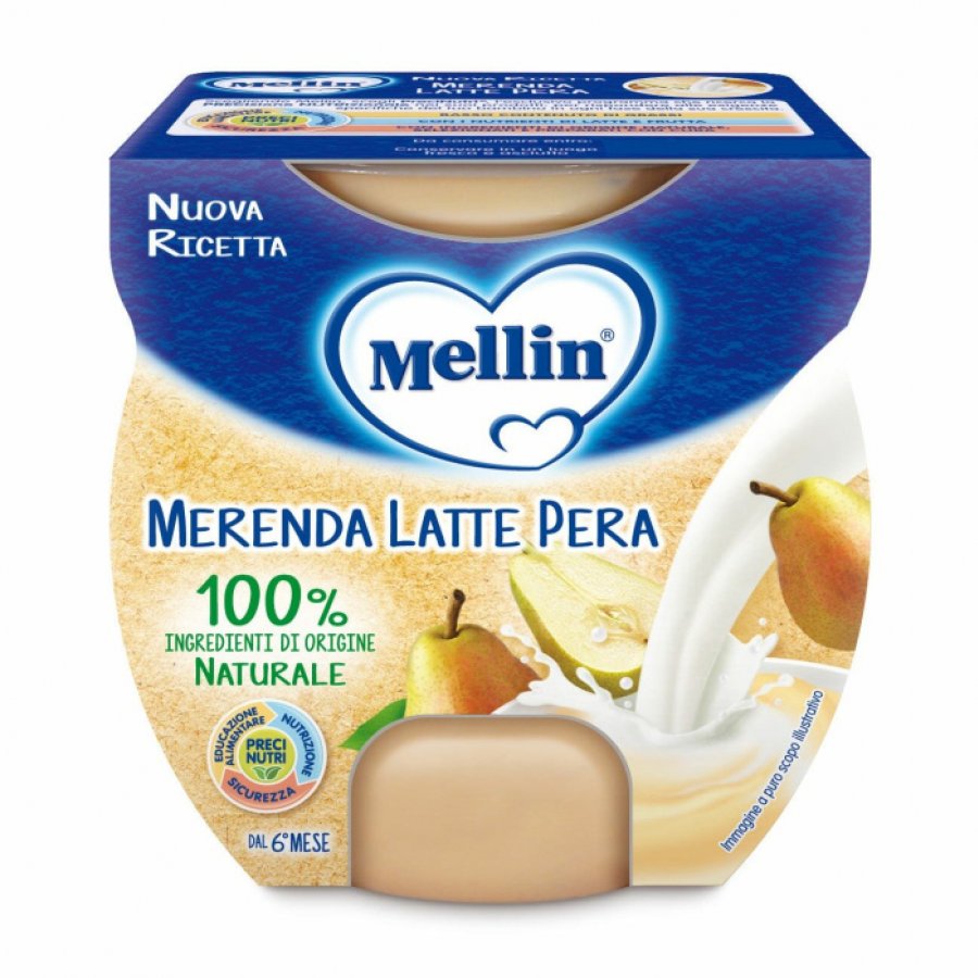 Mellin Merenda Latte Banana 2 x 100g - Alimento per Bambini 6 Mesi+