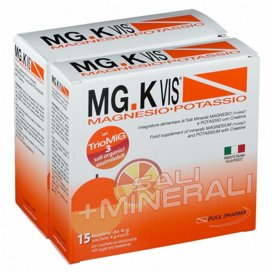 Mgk vis orange 30 bustine + 15 bustine - Integratore di Magnesio e Potassio con Creatina