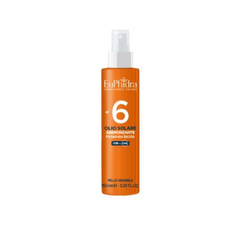 Euphidra Olio Solare SPF6 150ml - Protezione Bassa, Adatto alle Pelli Scure