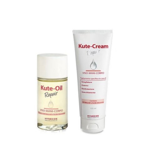Kute Oil Repair 60ml + Kute Cream Repair 100ml - Crema-trattamento mani, viso e corpo per smagliature e cicatrici