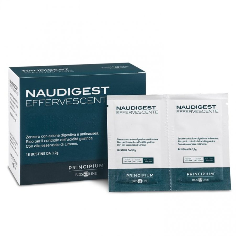 Principium Naudigest 18 Bustine - Integratore Effervescente per la Digestione