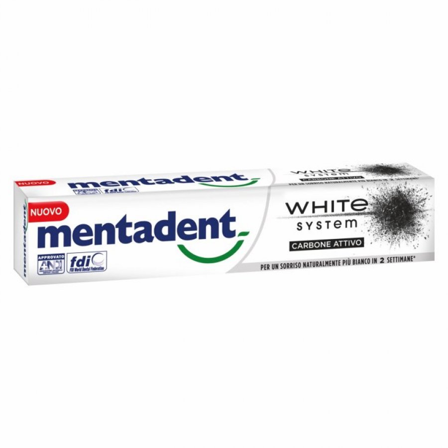 Mentadent Dentifricio White System Charcoal - 75ml per un Sorriso più Bianco