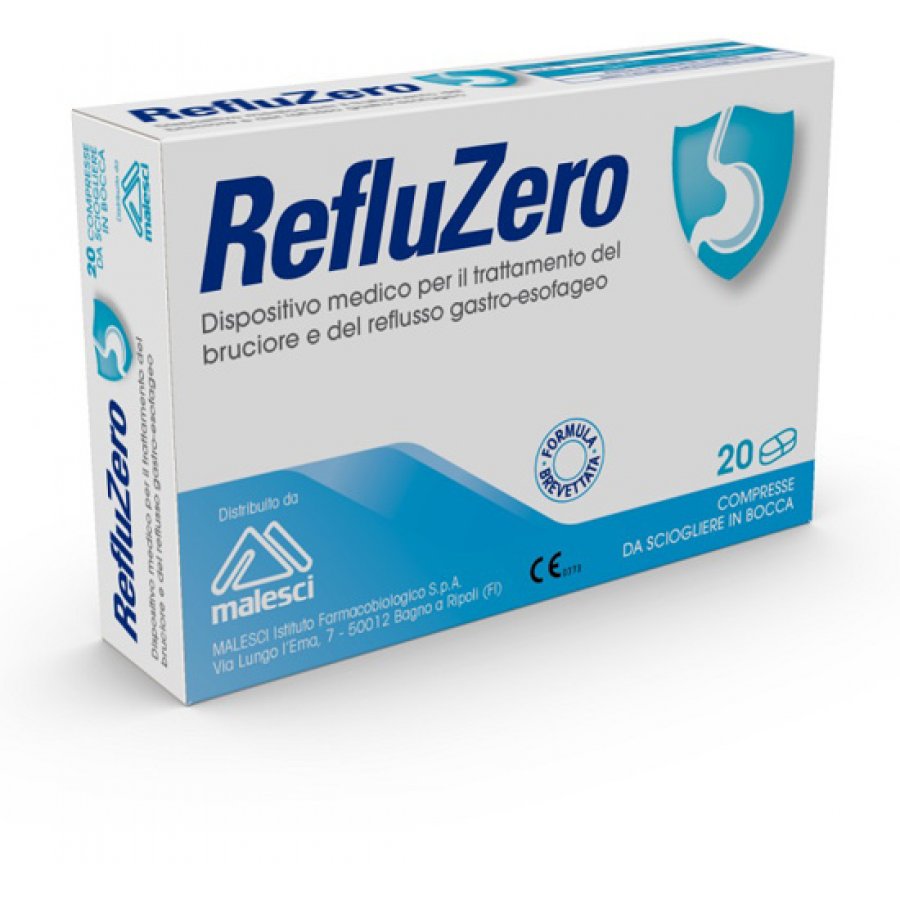RefluZero 20 Compresse - Dispositivo Medico per il Trattamento del Bruciore e del Reflusso Gastro-Esofageo