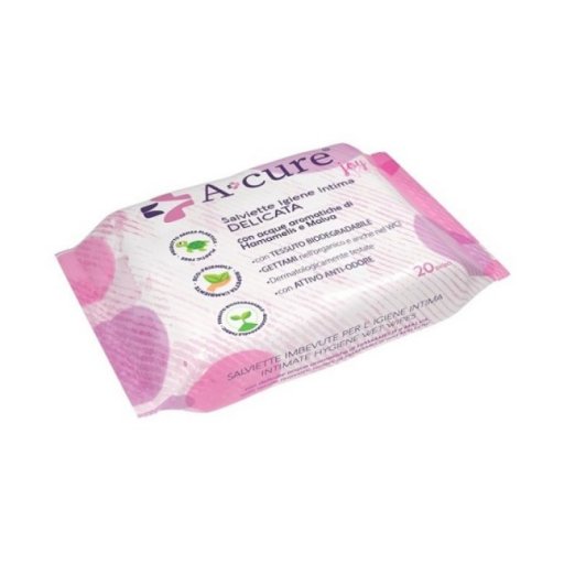 A+cure Igiene Intima Delicata, 20 Salviette Pocket Maxi, Acque Aromatiche di Hamamelis e Malva