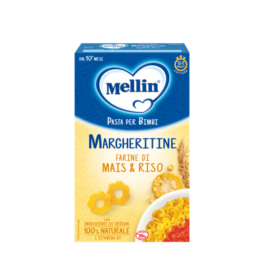 Mellin Pasta Margheritine con Mais e Riso 280g - Pasta per Bambini 100% Naturale