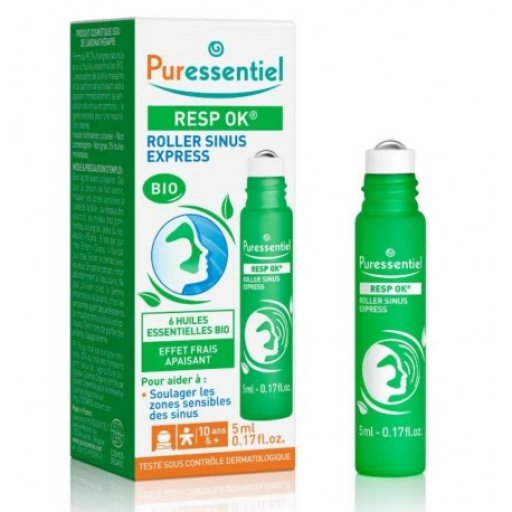 Puressentiel Resp OK Roller Sinus Express, 5ml – Sollievo Congestione Senni Paranasali, 99,7% Naturale