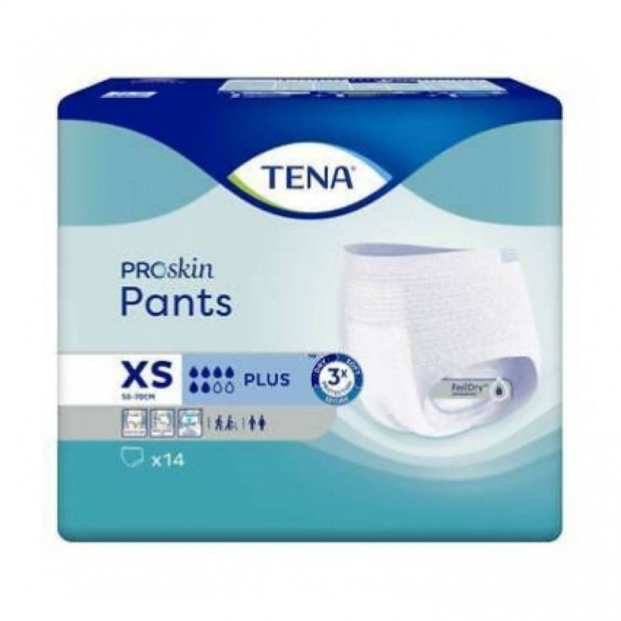 Tena Pants Plus - Pannoloni Mutandine Assorbenti Taglia XS 14 Pezzi - Comfort e Protezione Ottimali
