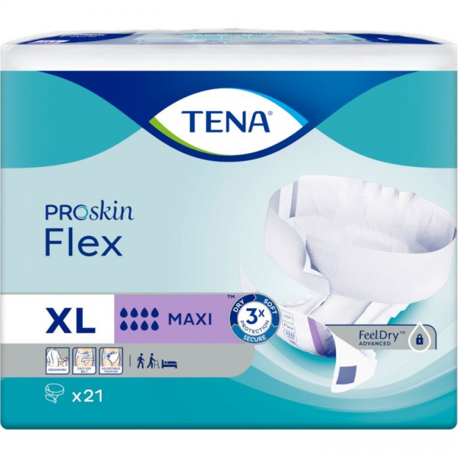 Tena Flex Maxi Pannolone a Cintura XL 21 Pezzi - Soluzione Avanzata per l'Incontinenza con Tecnologia FeelDry Advanced