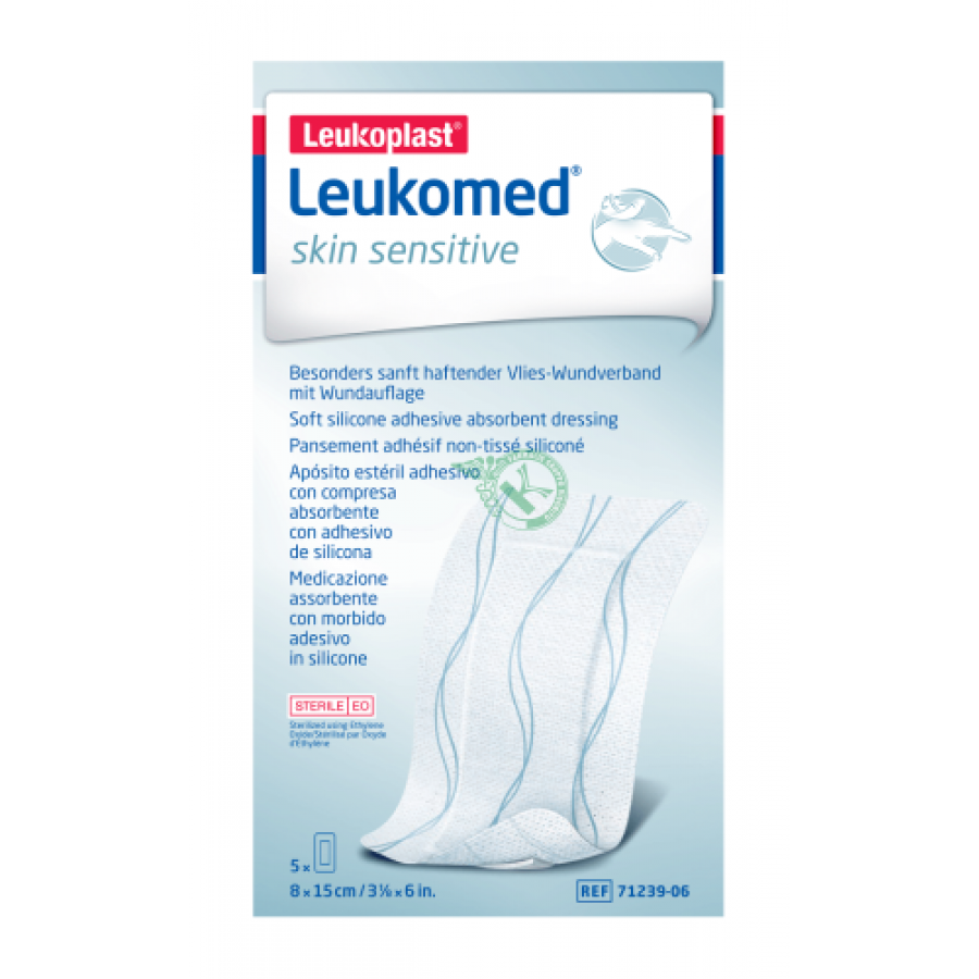 Leukoplast Leukomed Skin Sensitive Medicazione Adesiva 8x15cm 5 Pezzi - Cura Delicata e Sicura per la Tua Pelle