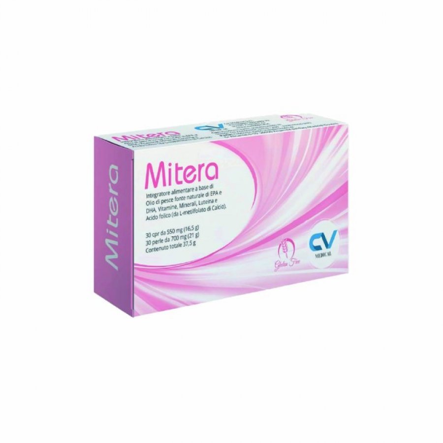 Mitera Integratore Alimentare - Olio di Pesce, Vitamine e Luteina - Confezione da 30 Compresse e 30 Perle