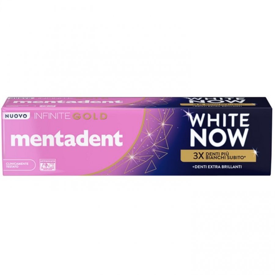 Mentadent Dentifricio White Now Infinite Gold 75 ml - Sbiancante Istantaneo, Freschezza Duratura