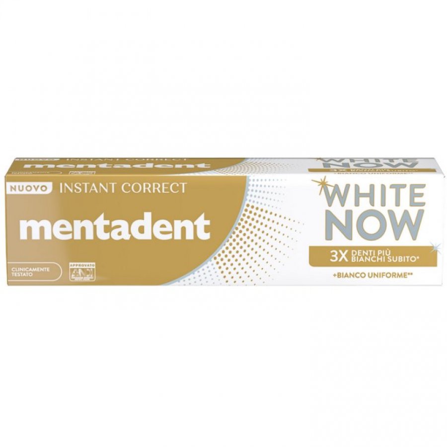 Mentadent Dentifricio White Now Instant Correct 75ml - Dentifricio Sbiancante 3x per Denti più Bianchi