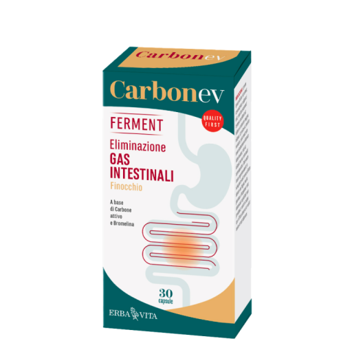 Erba Vita Carbon EV Ferment 30 Capsule - Integratore per Gas e Gonfiore Addominale