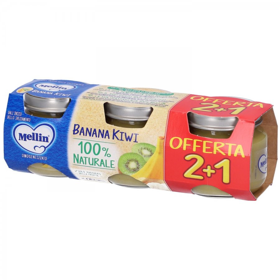 Mellin Omogeneizzato Banana e Kiwi 2+1 x 100g - Alimento per la Prima Infanzia