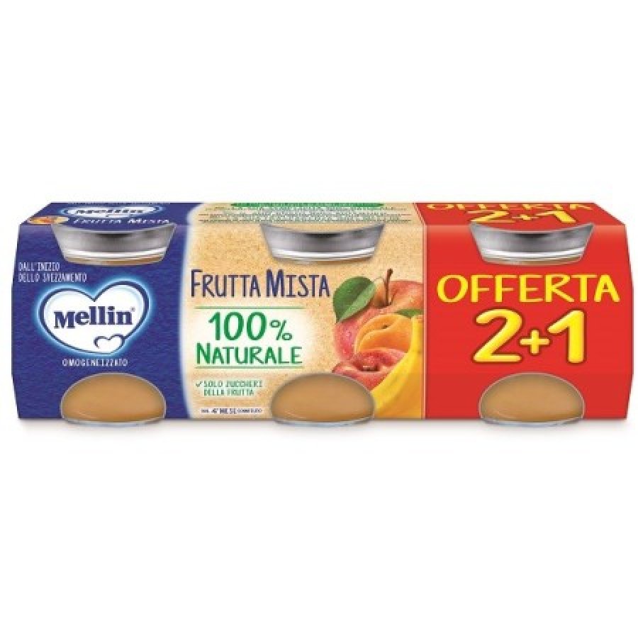 Mellin Omogeneizzato Frutta Mix 3x100g 4Mesi+ - Alimento per la Prima Infanzia