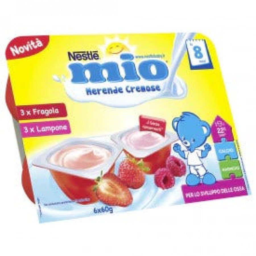 Nestlé Mio Merenda Cremosa Fragola/Lampone 6x60ml - Snack Nutriente per Bambini 8 Mesi+