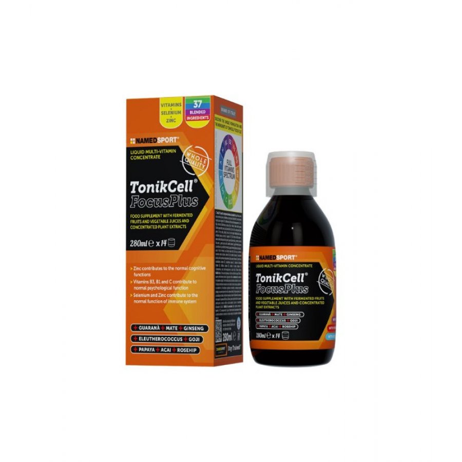 Named Sport - Tonikcell Focusplus Integratore Alimentare 280ml - Integratore per la Concentrazione e il Benessere Mentale