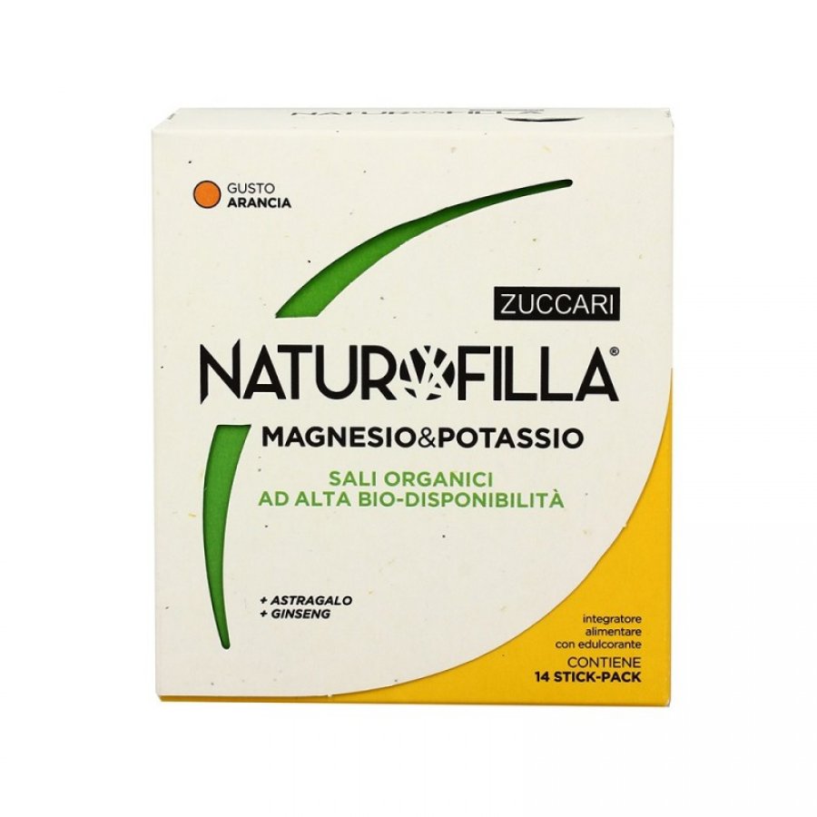 Zuccari - Naturofilla 14 Stick Pack Gusto Arancia con Magnesio e Potassio - Integratore di Fibre Solubili