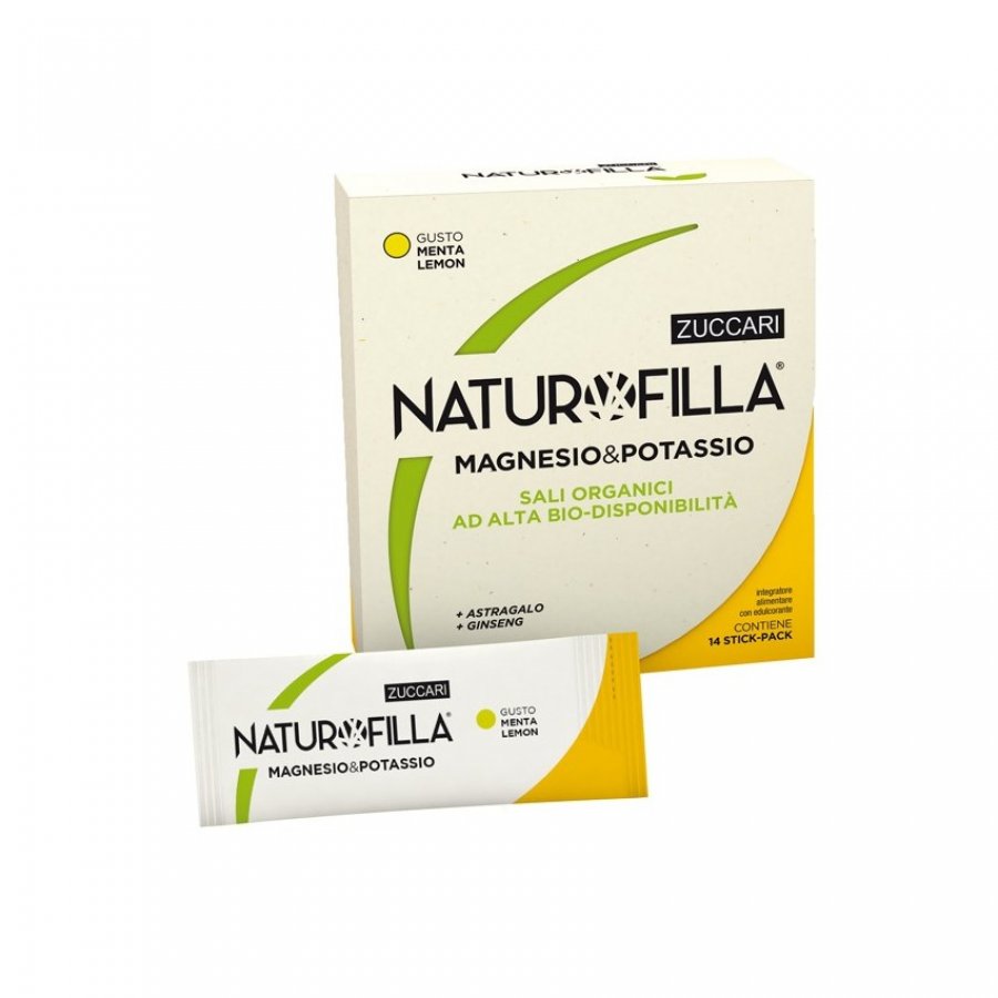 Zuccari - Naturofilla 14 Stick Pack Gusto Menta-Lemon con Magnesio e Potassio - Integratore di Fibre Solubili