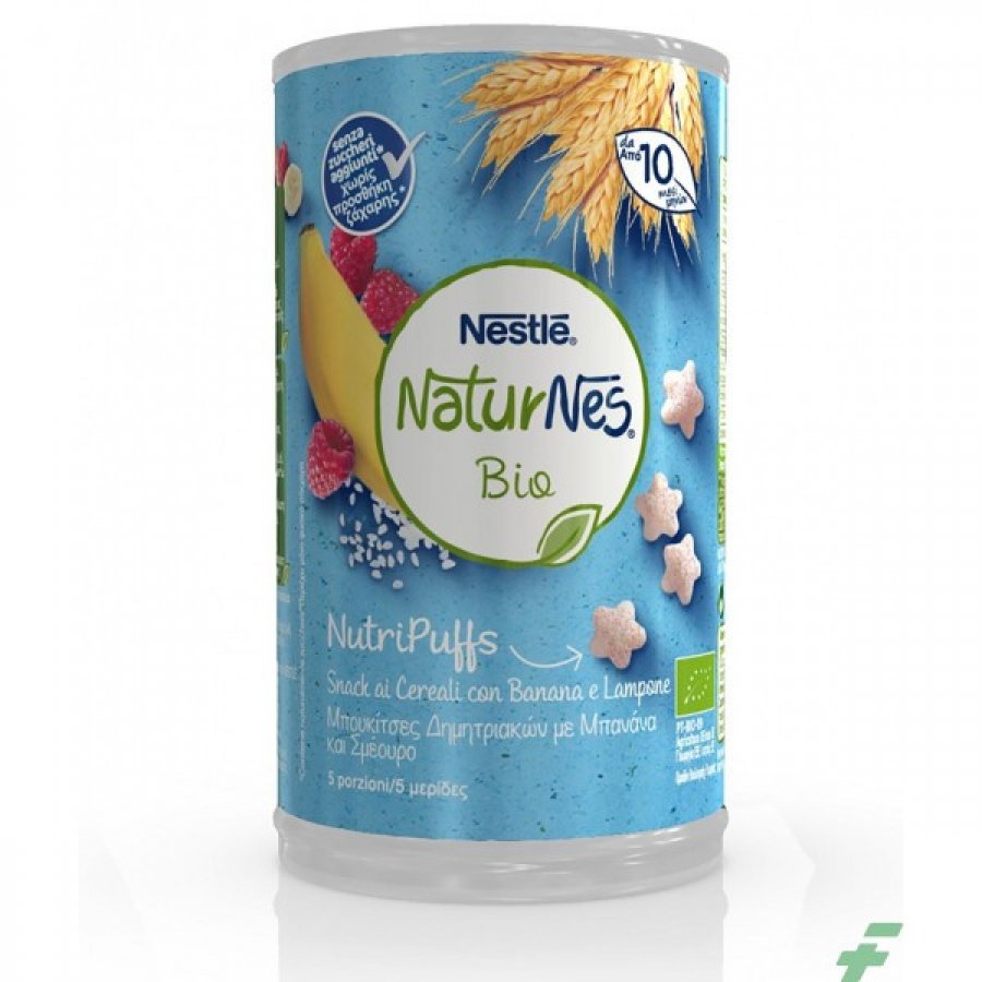 Nestlé Naturnes Bio Nutripuffs Banana Lampone 10 Mesi+ 35g - Snack Biologico per Bambini
