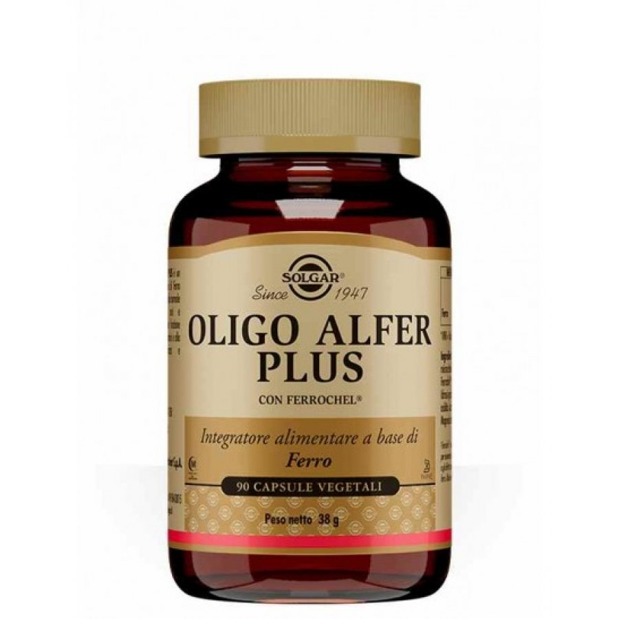 Solgar - Oligo Alfer 90 Capsule Vegetali - Integratore di Ferro Chelato per il Benessere Emotivo e l'Energia