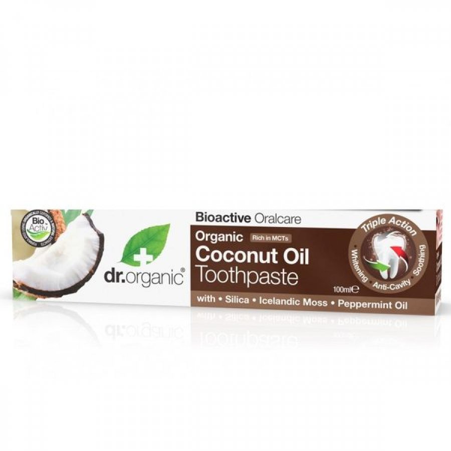 Dr. Organic Organic Coconut Oil Toothpaste 100ml - Dentifricio Naturale Sbiancante al Cocco