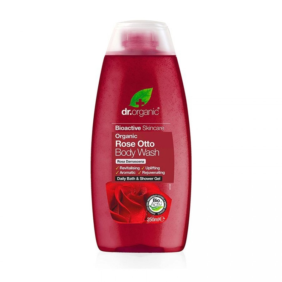 Organic Rose Otto Body Wash - Docciaschiuma All'Essenza Di Rosa 250ml - Delicata Pulizia e Idratazione con la Fragranza Della Rosa