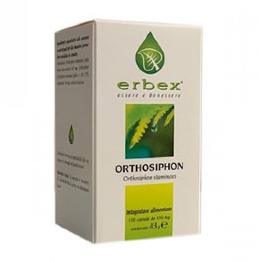 Erbex - Ortosiphon 100 capsule 430mg: Integratore Alimentare per Vie Urinarie Salutari e Drenaggio dei Liquidi Corporei
